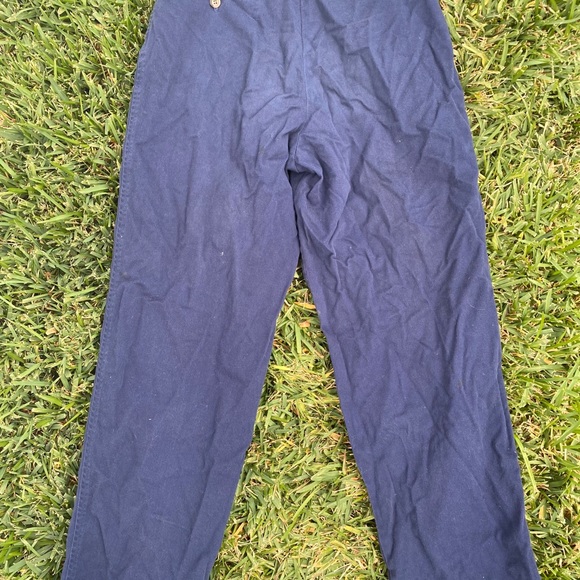 100% COTTON DISTRESSED VINTAGE NAVY SLACKS - Picture 8 of 9